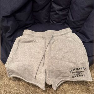 Women’s medium Barbell Cartel Heather Gray Lounge Shorts